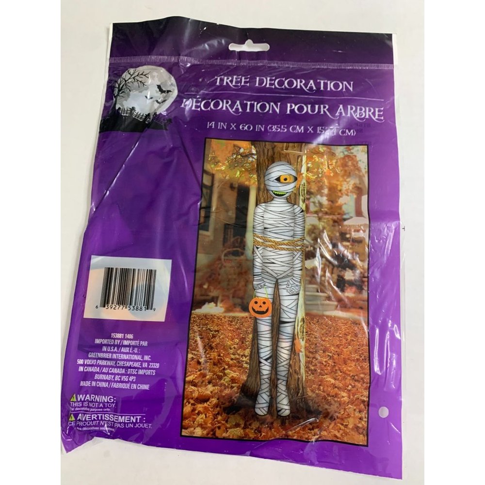 New Tree Decoration Mural  14x60 Mummy Pumpkin Holding Pumpkin Basket Funny